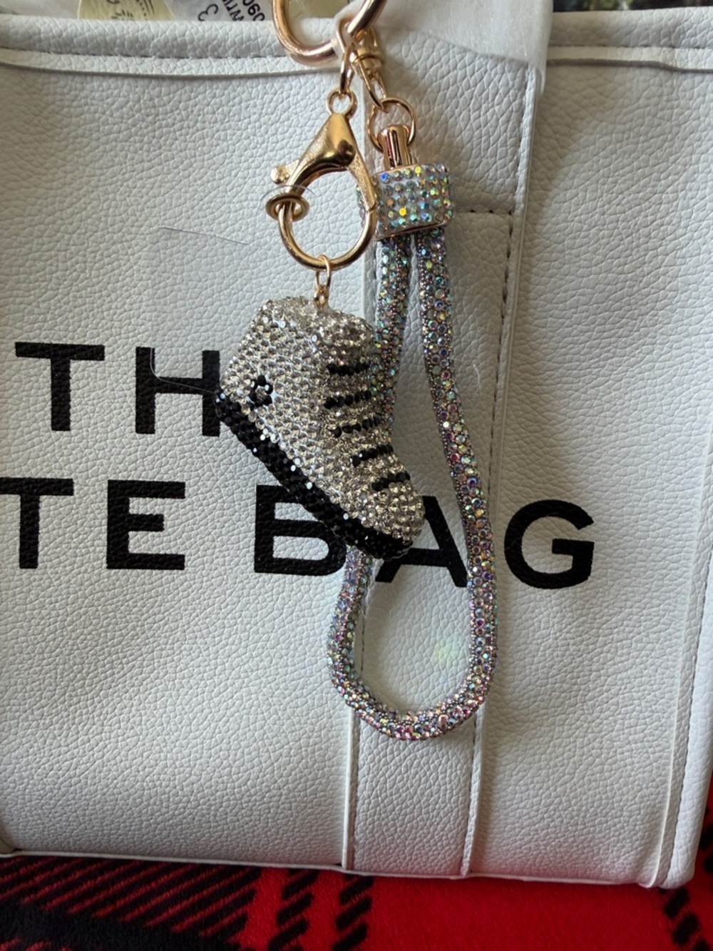 Crystal Sneaker Keychain Wristlet - Silver Glitter